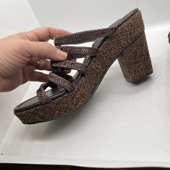 Brighton‎ Size 8.5 Brown Aspen 4" Platform Heel Open Toe Strappy Slip On Sandals - Picture 9 of 11